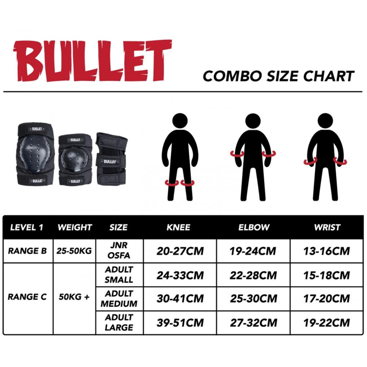Pack 3 Protections BULLET Standard Combo Adulte - Black