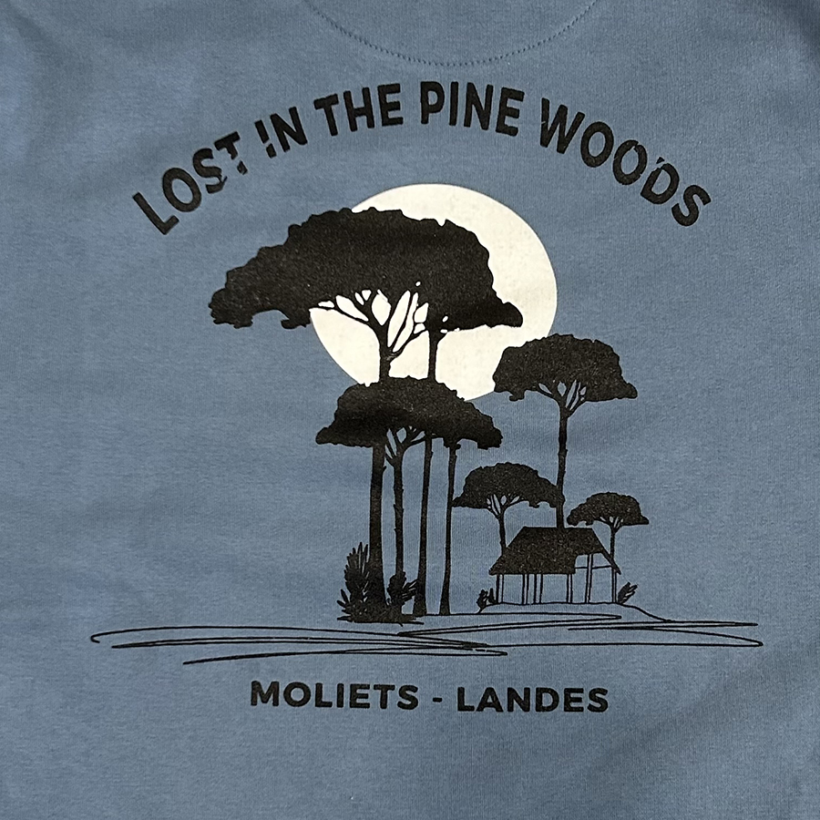 Sweat Crew Neck SOONLINE Lost in the pine woods Bleu