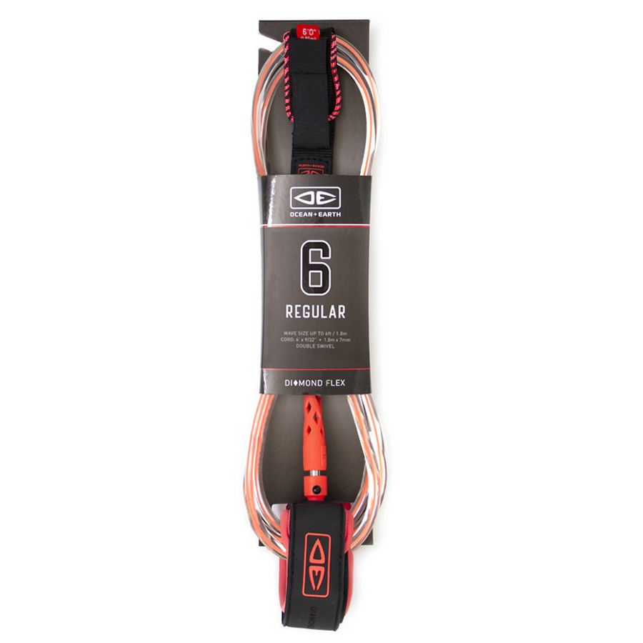 Leash OCEAN EARTH Regular Moulded 6' Coral