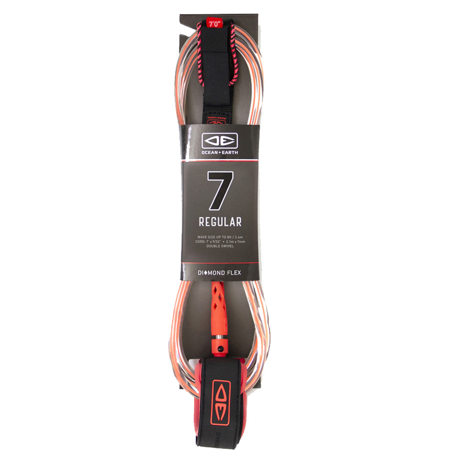 Leash OCEAN EARTH Regular Moulded 7' Coral
