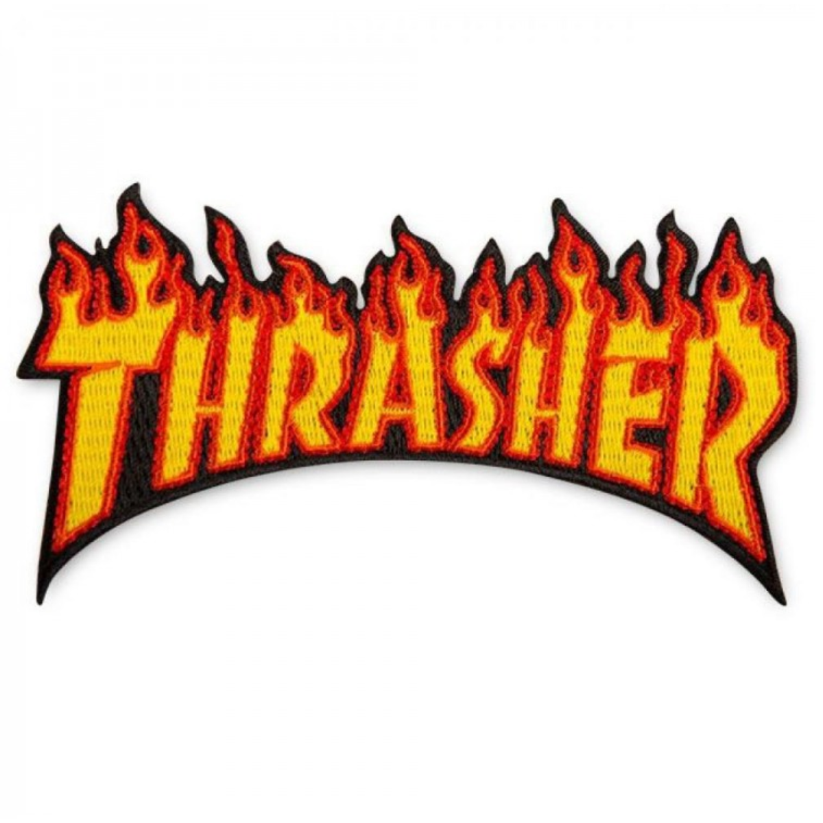 Patch THRASHER Logo Flame - Noir / Orange