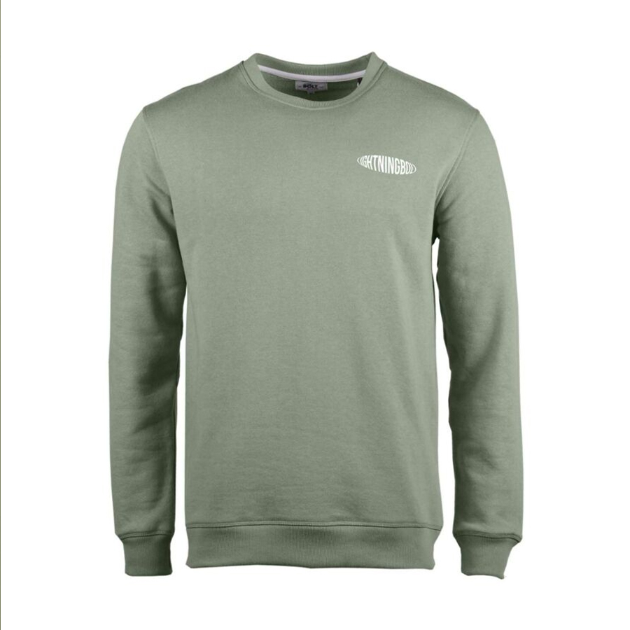 Pull Crew Neck LIGHTNING BOLT Green Front & Back Print