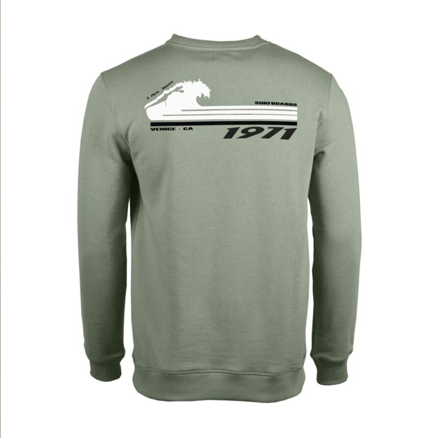 Pull Crew Neck LIGHTNING BOLT Green Front & Back Print