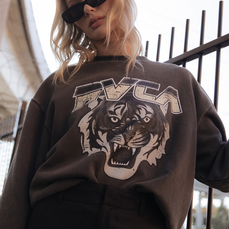 Pull RVCA Femme Jungle Cat Pirate Black