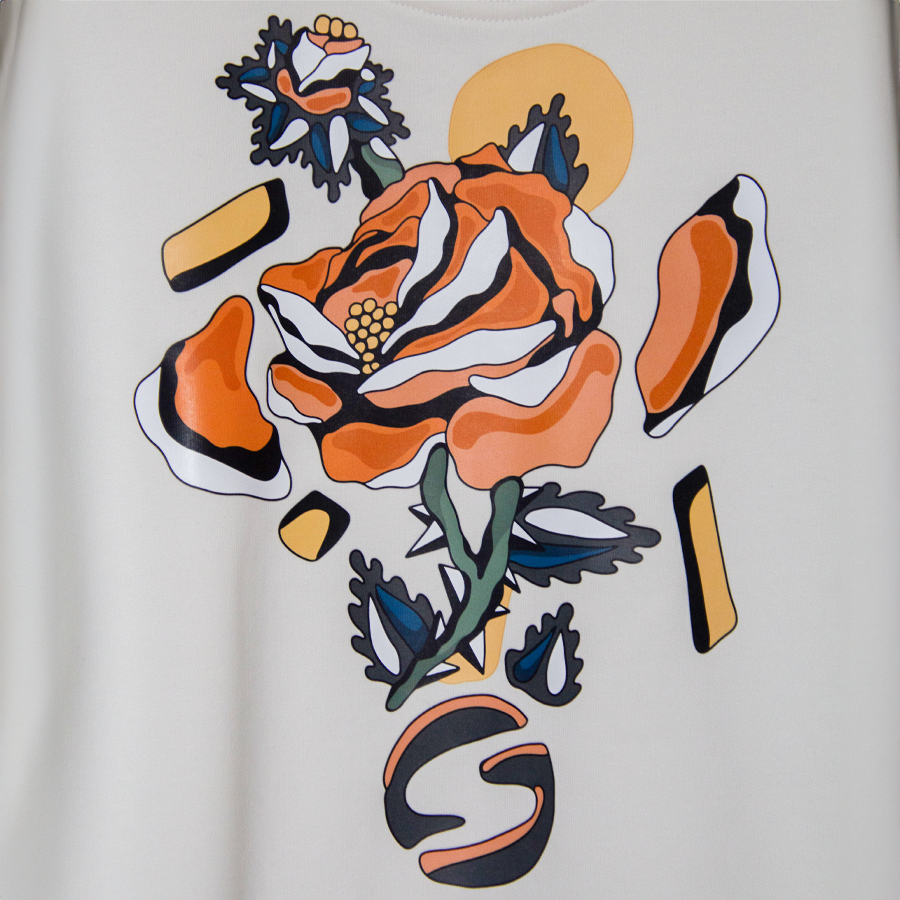 Sweat Crew Neck SOONLINE Crème Fleur