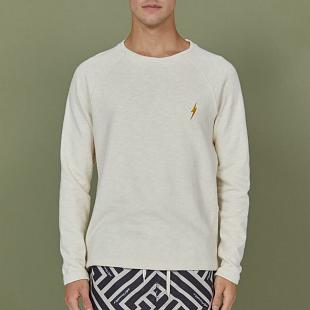 Pull LIGHTNING BOLT Raglan White Crew Neck