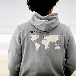 Sweat à capuche SOONLINE Bleu & Blanc World Map