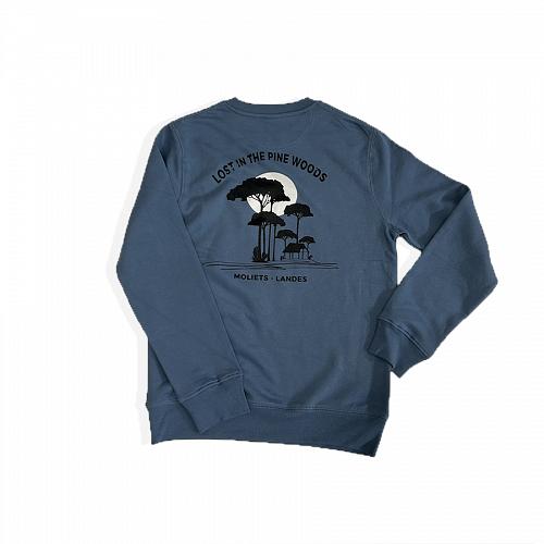 Sweat Crew Neck SOONLINE Lost in the pine woods Bleu