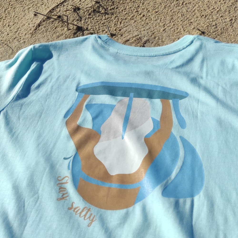 T-shirt SOONLINE Bleu "Stay Salty" Surfeuse